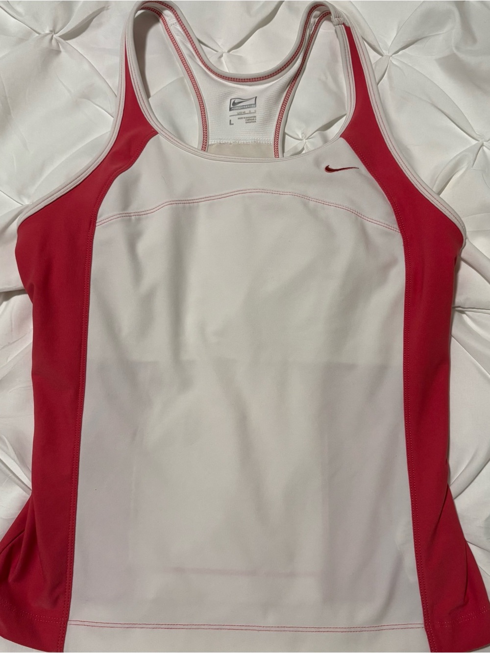 Nike Performance Racerback Tank Top W Built-In Bra Colorblock White/Pink, Size L